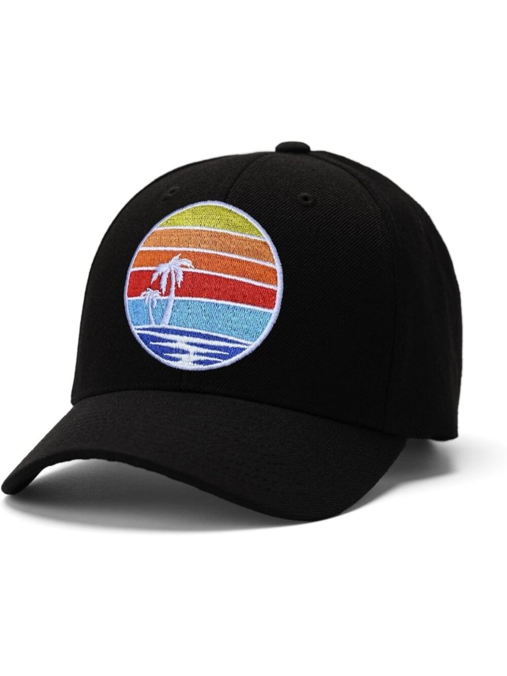 Unisax Black Palm Tree Hellovean Embroidered Closure Cartoon Baseball Hats